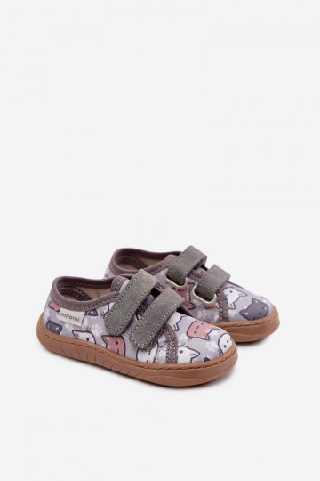 Chanclas infantiles de piscina con gatitos Milami color gris Saphira