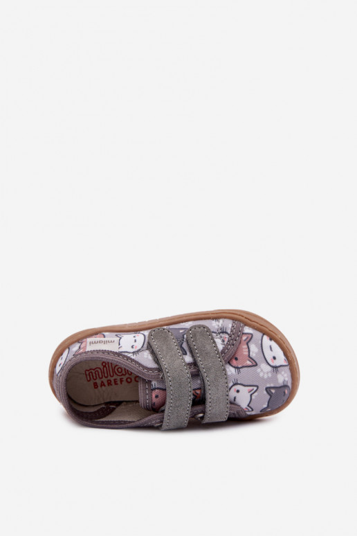 Zapatillas Barefoot Infantil EN gatos Milami color gris Saphira