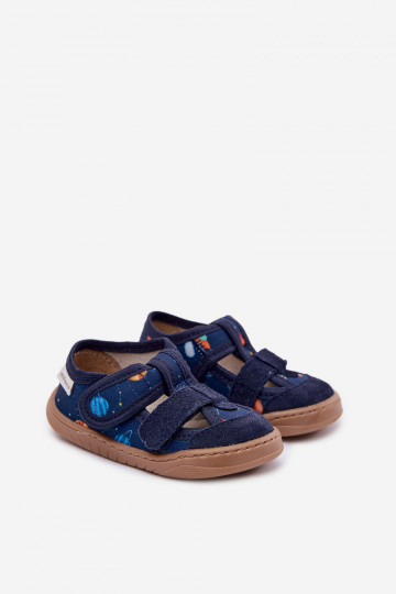 Chanclas infantiles de piscina Milami con cohetes y planetas color azul marino Lumi