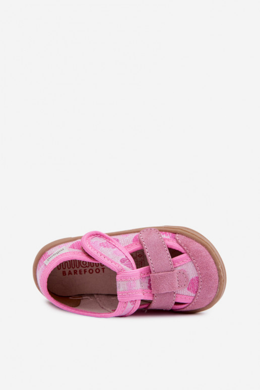 Zapatillas Barefoot Infantil Milami con brillo en los corazones color rosa Lumi