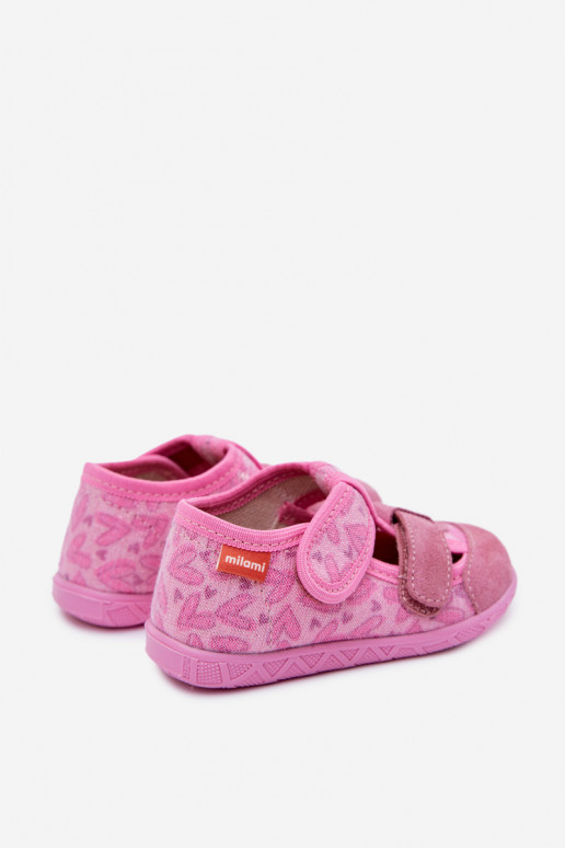 Zapatillas Milami Infantil con brillo con sujetadores adhesivos en los corazones color rosa Reathiana