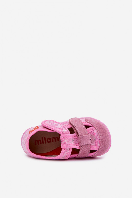 Zapatillas Milami Infantil con brillo con sujetadores adhesivos en los corazones color rosa Reathiana