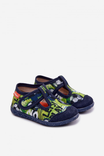 Zapatillas Milami para niños con cierres adhesivos con estampado de pelotas color azul-verde Jasimrra