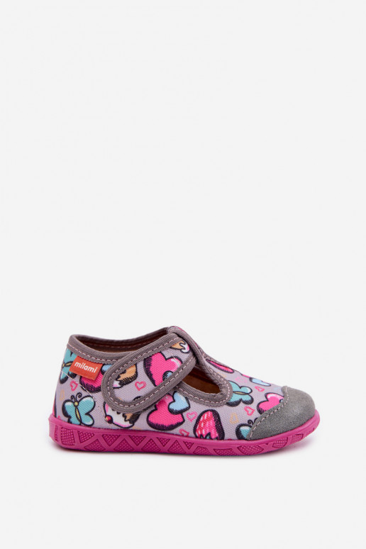 Zapatillas Milami Infantil con sujetadores adhesivos color gris Jasimrra