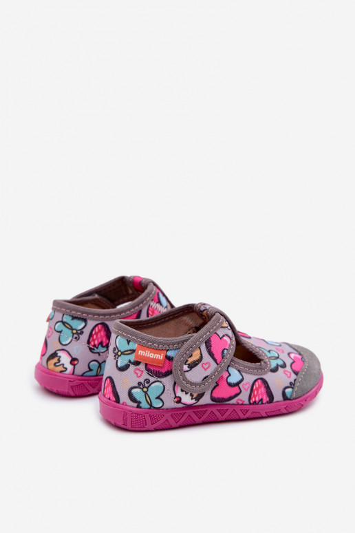 Zapatillas Milami Infantil con sujetadores adhesivos color gris Jasimrra