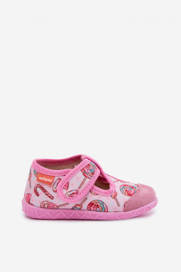 Zapatillas Milami para niños con cierres adhesivos con estampado de piruletas color rosa Jasimrra 2