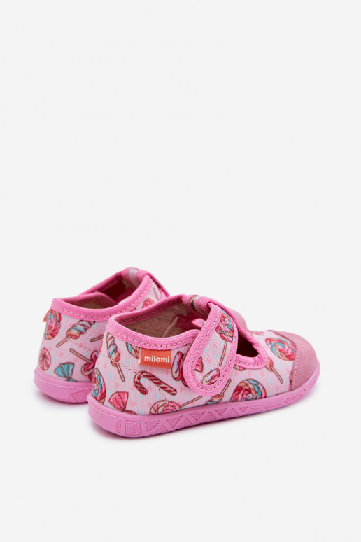 Zapatillas Milami Infantil con sujetadores adhesivos Lizaki color rosa Jasimrra