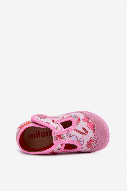 Zapatillas Milami Infantil con sujetadores adhesivos Lizaki color rosa Jasimrra