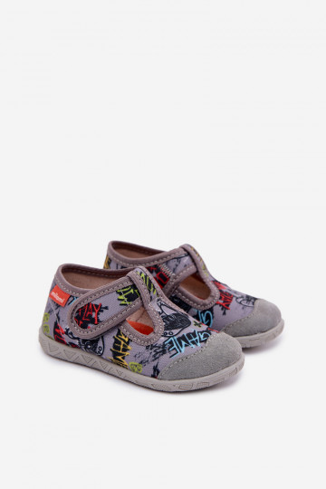 Zapatillas Milami Infantil con sujetadores adhesivos color gris Jasimrra