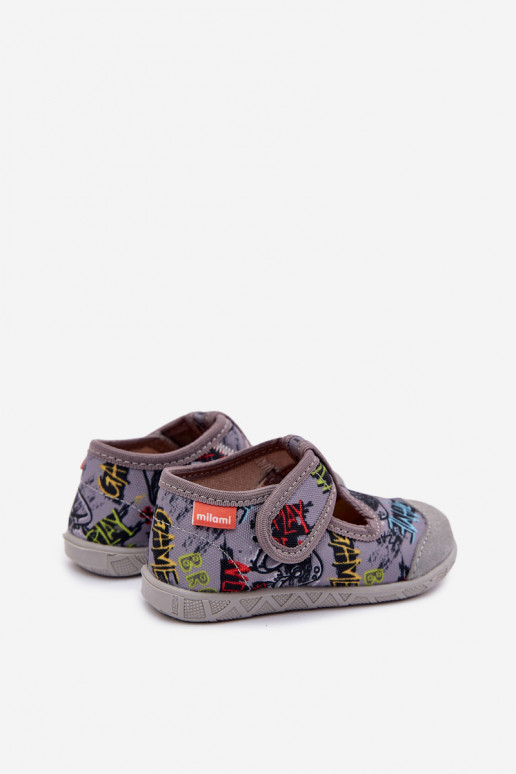 Zapatillas Milami Infantil con sujetadores adhesivos color gris Jasimrra