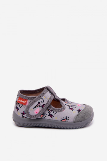 Zapatillas Milami para niños elásticas con cierres adhesivos con estampado de unicornios color gris Ambette 2