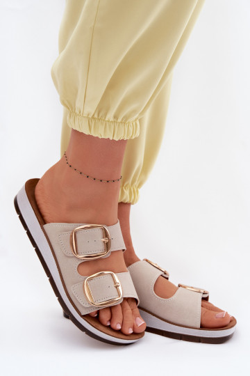 Zapatillas de mujer con hebillas Inblu CP000061 color dorado 2