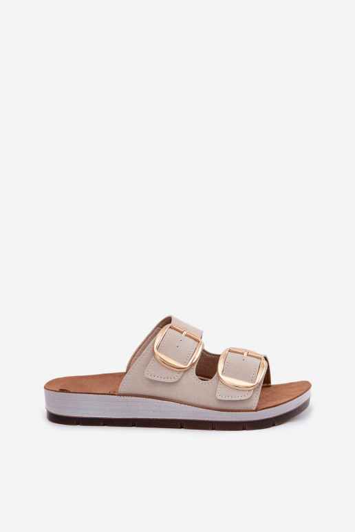 zapatillas de mujer Ze color doradomi con hebillasmi Inblu CP000061 beige