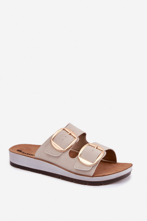 zapatillas de mujer Ze color doradomi con hebillasmi Inblu CP000061 beige