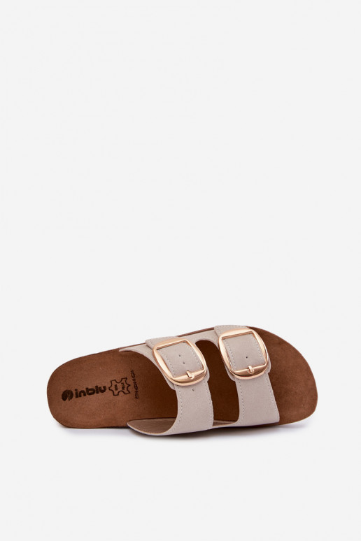 zapatillas de mujer Ze color doradomi con hebillasmi Inblu CP000061 beige