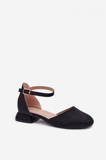 Sandalias brillantes para niños con tacón bajo color negro Nelly