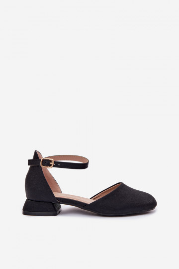 Sandalias brillantes para niños con tacón bajo color negro Nelly 2