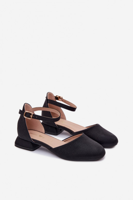 Infantil Sandalias brillantes En un tacón bajo de color negro Nelly