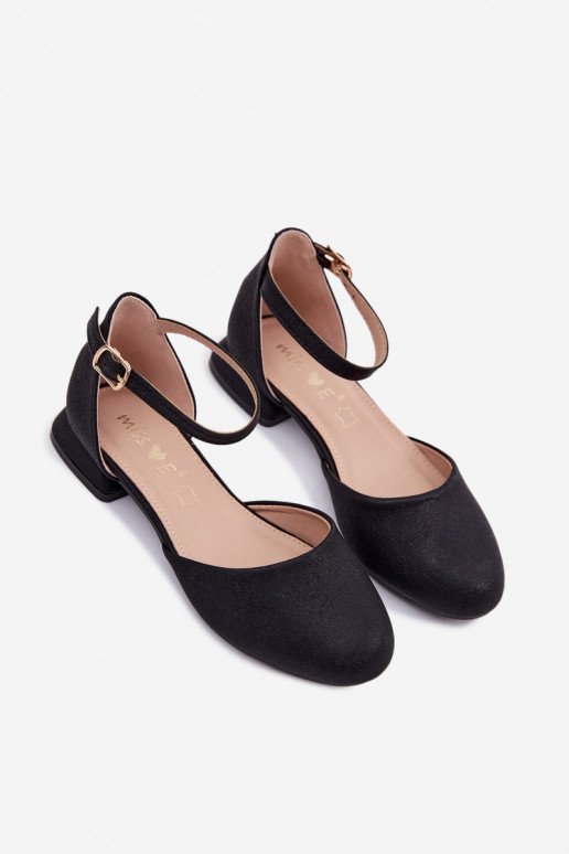 Infantil Sandalias brillantes En un tacón bajo de color negro Nelly