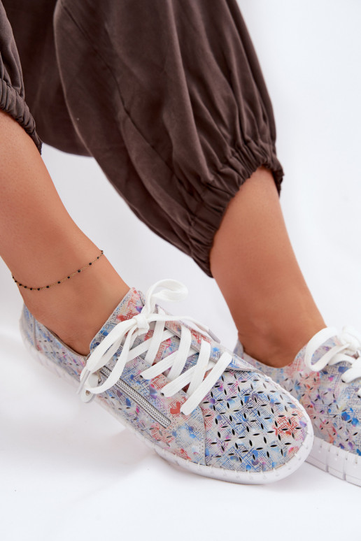 con elementos calados zapatosActivadoturalnego de gamuzau color plata Kamelia