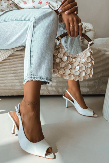 Sandalias de mujer con tacones finos blancas Sevina