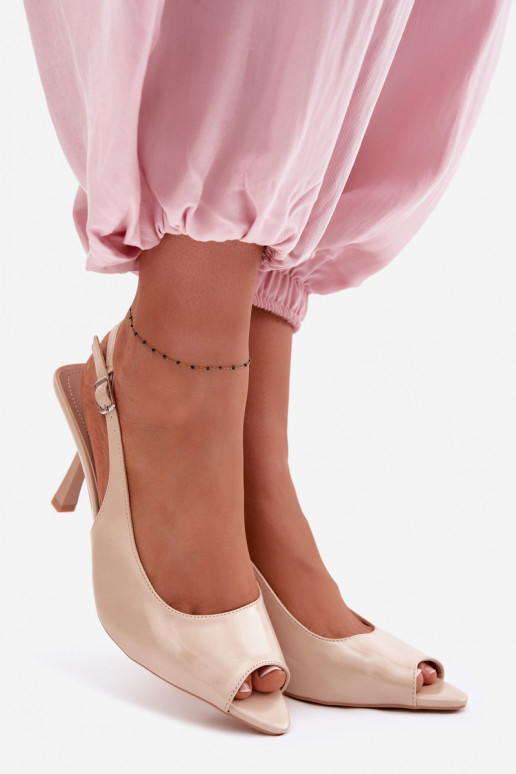 Sandalias de mujer con tacones finos beige Sevina