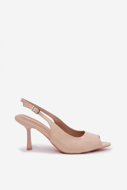 Sandalias de mujer con tacones finos beige Sevina