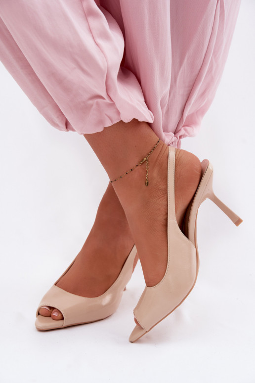 Sandalias de mujer con tacones finos beige Sevina