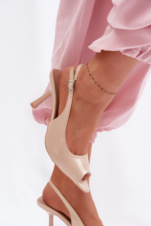 Sandalias de mujer con tacones finos beige Sevina