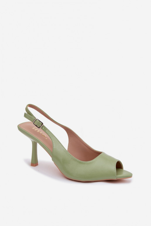 Sandalias de mujer con tacones finos color verde Sevina
