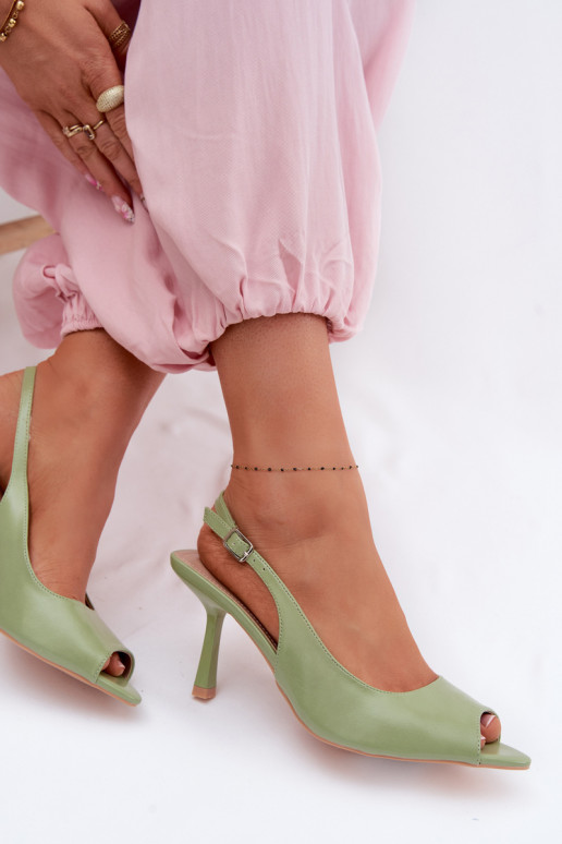 Sandalias de mujer con tacones finos color verde Sevina