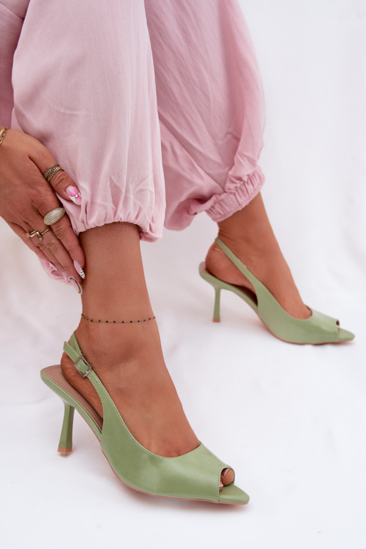 Sandalias de mujer con tacones finos color verde Sevina