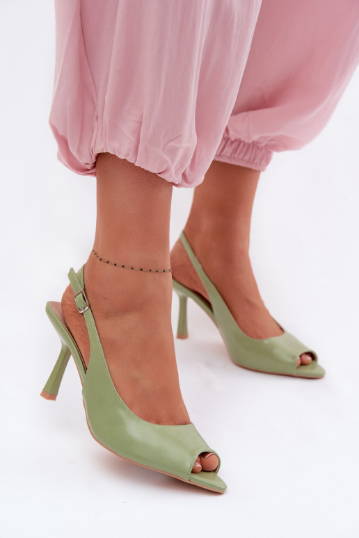 Sandalias de mujer con tacones finos color verde Sevina