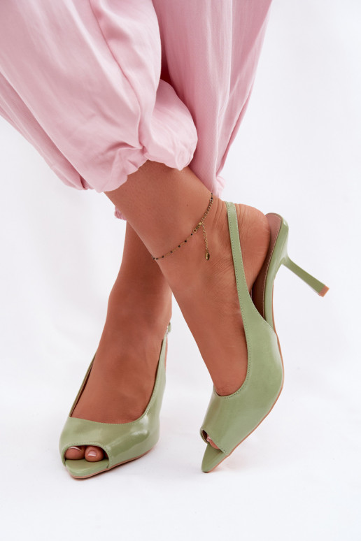Sandalias de mujer con tacones finos color verde Sevina