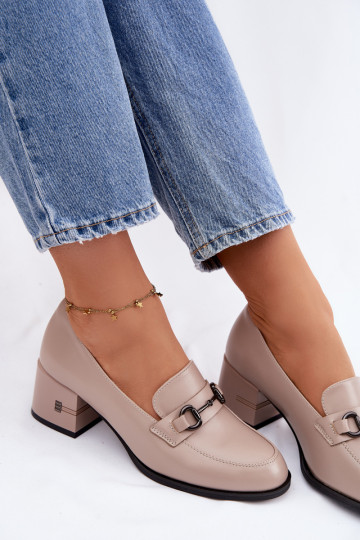 Piel zapatos Femenino con tacones Vinceza 18116 beige 2