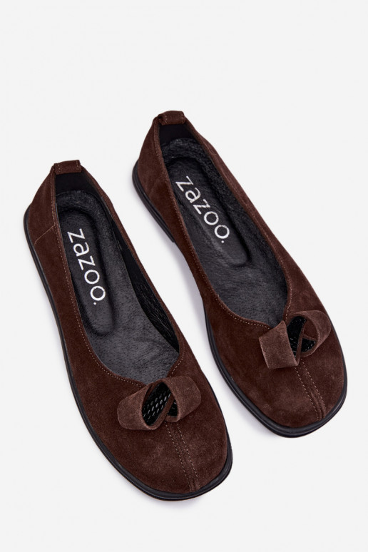 Piel de gamuza zapatos Femenino Zazoo 379 CzekoladoAe