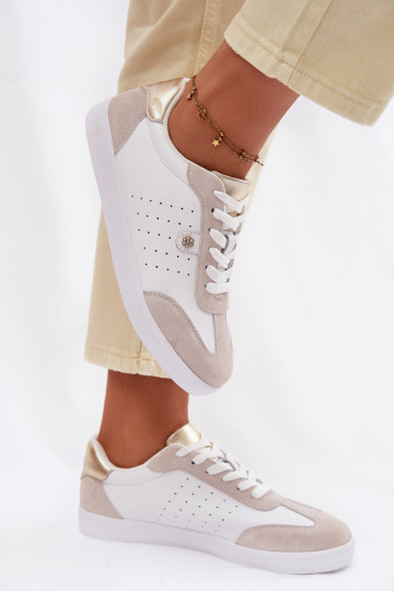 Zapatos de estilo deportivo para mujeres de cuero natural S.Barski LR61-7091 color blanco