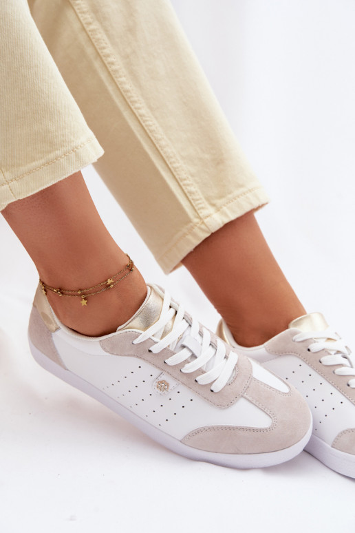 Zapatillas modelo zapatos. FemeninoActivadoturalnej Skóry S.Barski LR61-7091 el color blanco