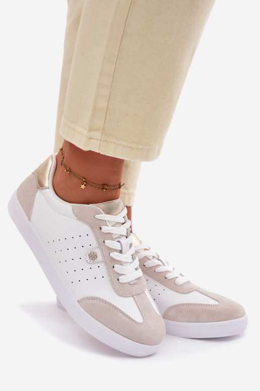 Zapatillas modelo zapatos. FemeninoActivadoturalnej Skóry S.Barski LR61-7091 el color blanco