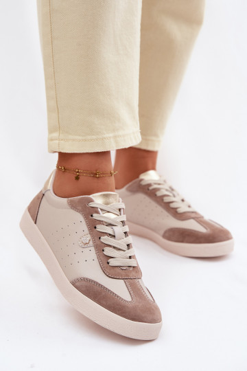 Zapatos de estilo deportivo para mujeres de cuero natural S.Barski LR61-7091 color arena 2