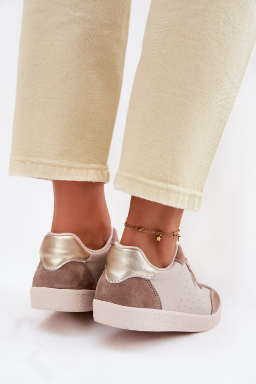 Zapatillas modelo zapatos. FemeninoActivadoturalnej Skóry S.Barski LR61-7091 beige