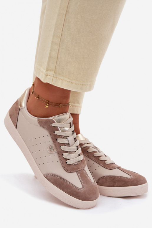 Zapatillas modelo zapatos. FemeninoActivadoturalnej Skóry S.Barski LR61-7091 beige