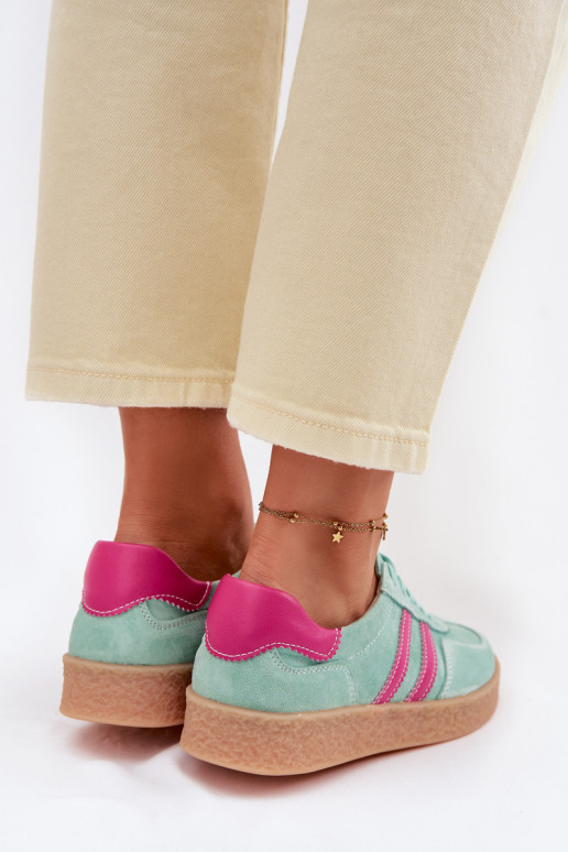 Piel de gamuza Zapatillas modelo zapatos. Femenino S.Barski LR61-7089 color menta
