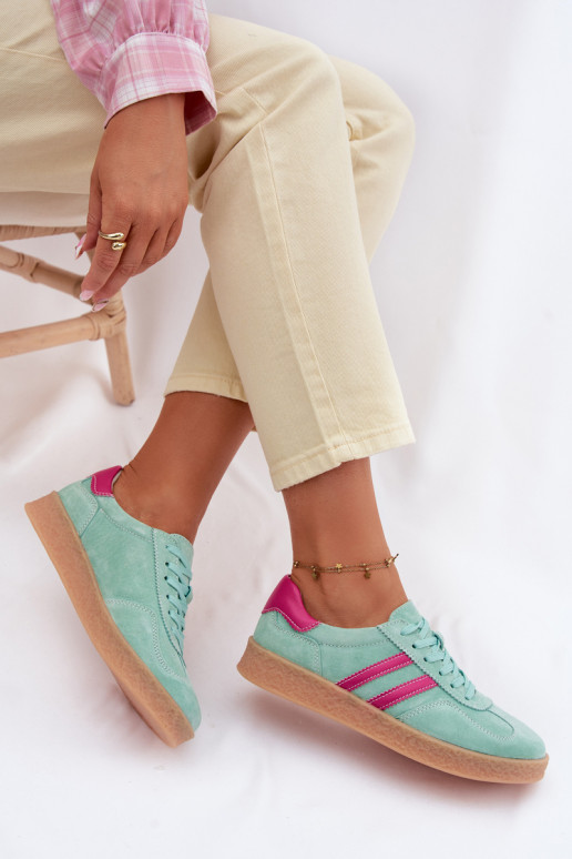 Piel de gamuza Zapatillas modelo zapatos. Femenino S.Barski LR61-7089 color menta