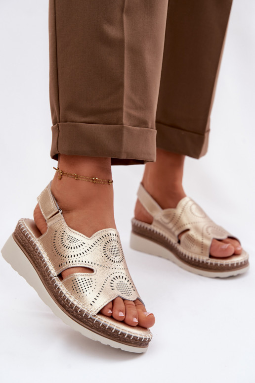 Piel Sandalias plataforma S.Barski GR61-5916 color dorado