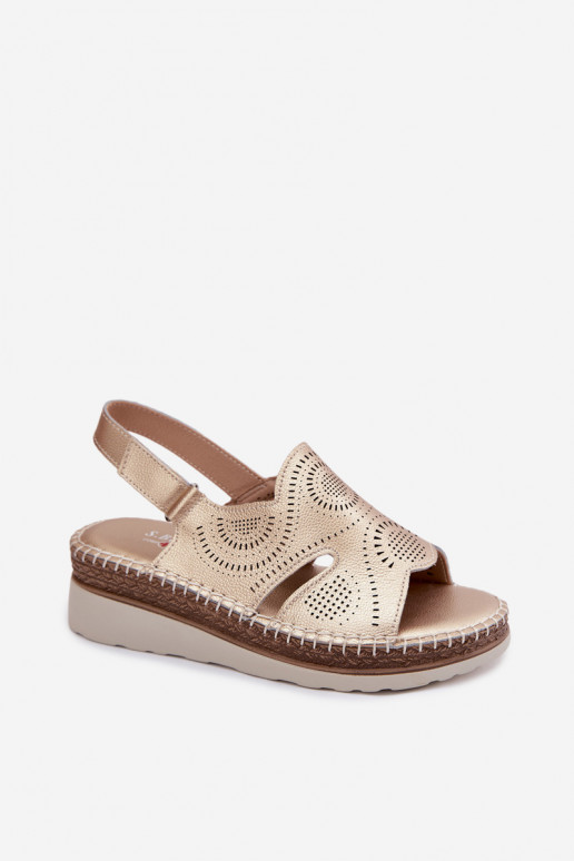 Piel Sandalias plataforma S.Barski GR61-5916 color dorado