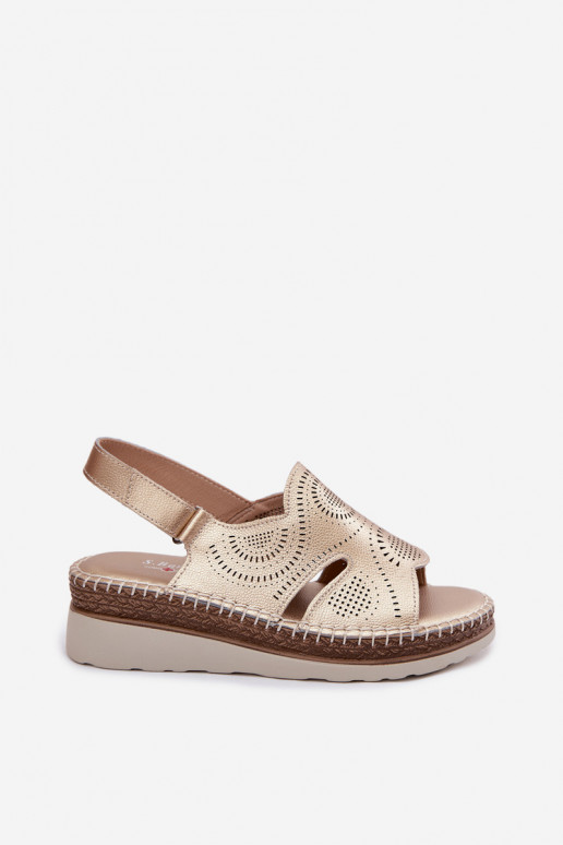 Piel Sandalias plataforma S.Barski GR61-5916 color dorado