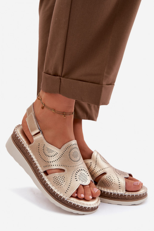 Piel Sandalias plataforma S.Barski GR61-5916 color dorado