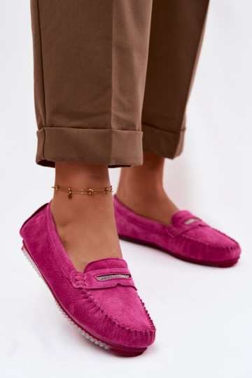 Mocasines planos de mujer de ante natural S.Barski LR61-7029 color rosa