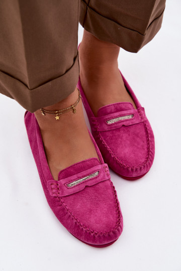 Mocasines planos de mujer de ante natural S.Barski LR61-7029 color rosa 2